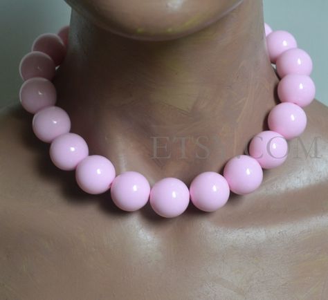 Big Beaded Necklace, Hslot Chicago, Big Beads Necklace, Pink Beads Necklace, Big Bead Necklace, Pink Bead Necklace, Necklace Resin, Chunky Bead Necklaces, Necklace Big