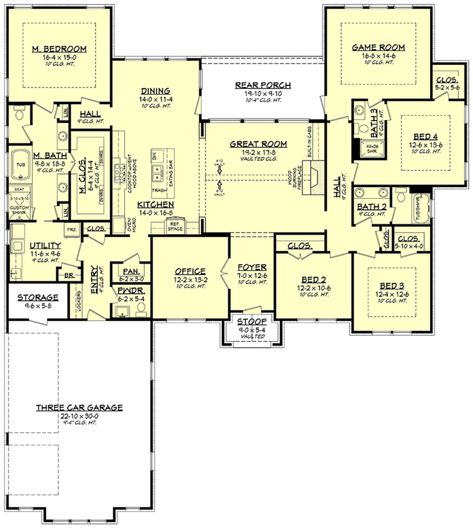 Ranch House Remodel, Floor Plans Ranch, Ranch Remodel, Ranch Style House, House Plans One Story, Ranch House Plan, Monster House Plans, 4 Bedroom House Plans, Texas Ranch