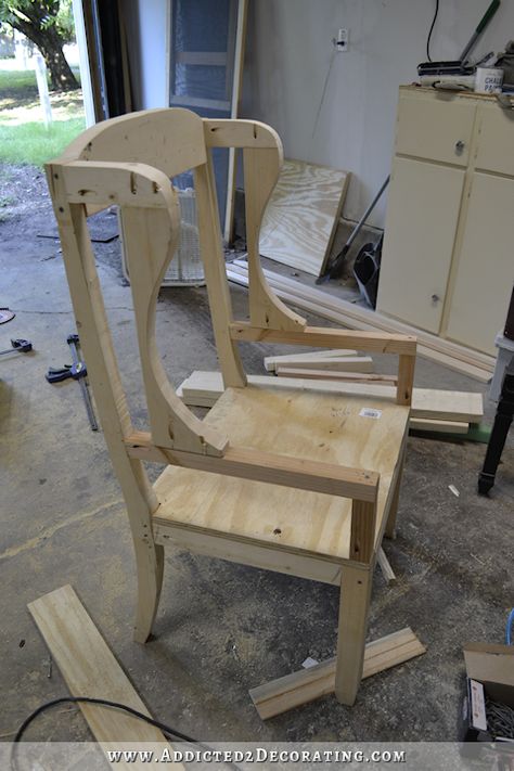 DIY wingback dining chair - how to build a frame for an upholstered chair - 18 Wingback Dining Chair, Build A Frame, Wooden Chairs, Upholstered Chair, Wooden Chair, Wingback Chair, A Frame, How To Build, Dining Chair