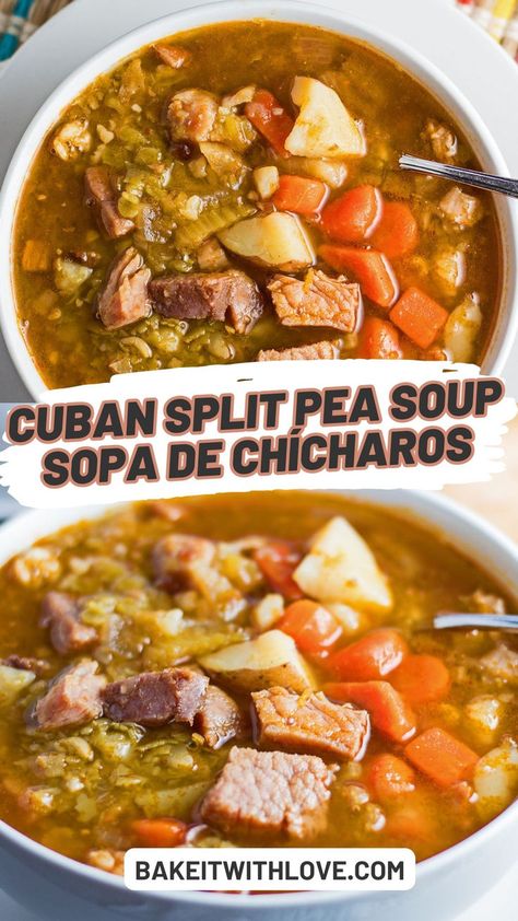 Cuban Split Pea Soup Cuban Soup, Calabaza Squash, Split Pea Soup, Pea Soup, Split Pea, Red Potatoes, Dinner Table, Instant Pot, Cuba