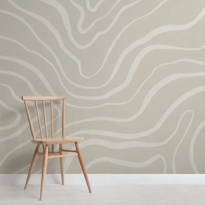 Tone On Tone Mural, Line Art Wall Paper, Simple Wall Murals, Abstract Line Wallpaper, Neutral Mural, Sand Color Palette, Abstract Lines Wallpaper, Ottawa House, Minimalist Mural