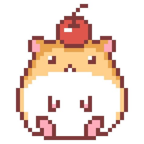 Cute hamster art Hamster Cross Stitch, 16bit Pixel Art, 64x64 Pixel Art, 16 Bit Pixel Art, Grid Drawing Ideas, Pixel Art Facil, Grille Pixel Art, Hamster Art, Pixel Art Animals