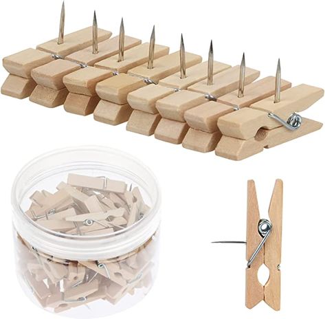 Amazon.com: 50 PCS Push Pin with Wooden Clips, Durable Wooden Push Pins, Decorative Pushpins Tacks Thumbtacks, Tacks for Cork Board Artworks Notes Photos, Craft Projects, Offices and Homes (Burlywood) : Office Products Cork Board Art, Photo Cork Board, Bulletin Board Accessories, Decorative Push Pins, Mailbox Accessories, Transparent Box, Ticket Stub, Desk Drawer, Decoration Photo