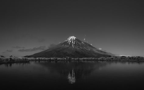 Mount Fuji #landscape #snow #reflection #monochrome #mountains #nature #water #2K #wallpaper #hdwallpaper #desktop Mont Fuji, Photography Genres, Mountain Wallpaper, Black And White Landscape, Photography Words, Photography 101, White Mountains, Take Better Photos, Mount Fuji