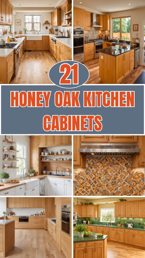 21 Honey Oak Kitchen Cabinets – Your Motor Geek Oak Uppers Painted Lowers, Wood Oak Cabinets Kitchen, Cozy Oak Kitchen, Kitchen Design With Honey Oak Cabinets, Counter Tops For Honey Oak Cabinets, Kitchen Countertops With Honey Oak Cabinets, Kitchen Decor With Oak Cabinets, Honey Colored Kitchen Cabinets, Kitchens With Golden Oak Cabinets