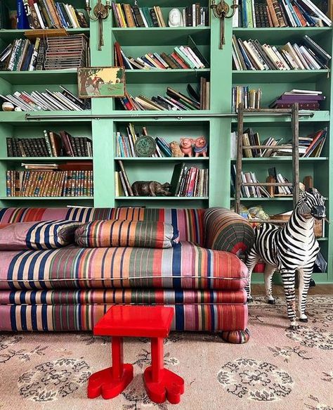 Katie Saro, Vintage Couches, Plaid Couch, Striped Couch, Couch Vintage, Striped Sofa, Feeling High, Vintage Couch, Take Up Space