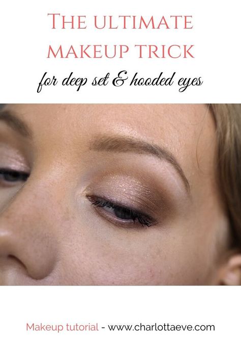 Struggling with deep set or hooded eyes and makeup? In this post I'm sharing the best makeup trick I've learned for this eye shape. #eyemakeup #eyemakeuptrick #deepseteyes #hoodedeyes #makeuptutorial Deep Set Hooded Eyes, Deep Set Eyes Makeup, Teenager Style, Hooded Eyes Tutorial, Eye Makeup For Hooded Eyes, Eyeshadow For Hooded Eyes, Hooded Eye Makeup Tutorial, Eyeshadow Tips, Deep Set Eyes