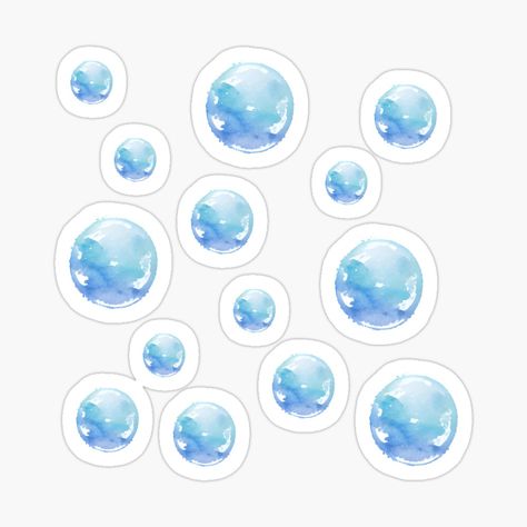 Get my art printed on awesome products. Support me at Redbubble #RBandME: https://www.redbubble.com/i/sticker/Blue-bubbles-of-Joy-Playful-and-Magical-Illustration-by-DimHel2/149866883.JCQM3?asc=u Ocean Stickers Printable, Blue Stickers Printable, Scrapbook Stickers Png, Cute Blue Stickers, Blue Stickers Aesthetic, Bubbly Aesthetic, Bubbles Sticker, Bubble Illustration, Magical Illustration