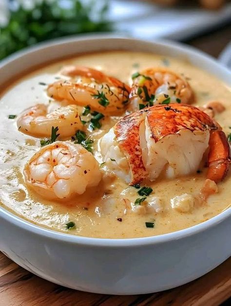 Soup Lovers (Recipes & Tips) | 👉Seafood Bisque with Crab, Shrimp, and Lobster🍴🍽 | Facebook Seafood Bisque Recipe, Italian Seafood, Soup Lovers, Chowder Recipes Seafood, Italian Seafood Recipes, Seafood Bisque, Creamy Crab, Bisque Recipe, Seafood Chowder