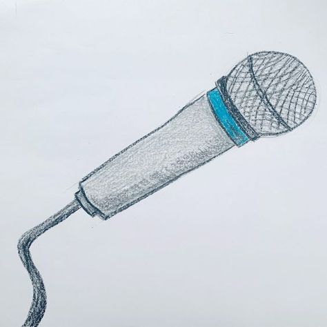 How to Draw a Microphone In 5 Easy Steps - basicdraw.com Mic Drawing, Shading Drawing, Paper Pencil, Mic Drop, Pencil Eraser, Cross Patterns, Simple Shapes, Microphones, Fashion Drawing