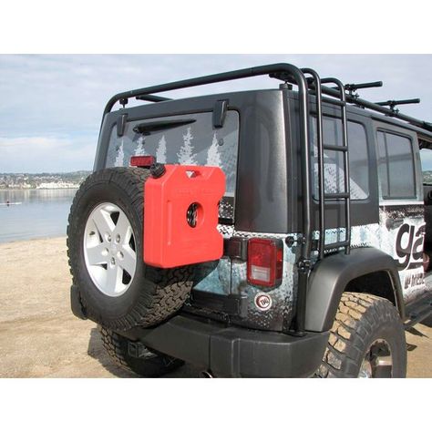 Garvin 66400 Passenger Side Rotopax Can Mount for 07-18 Jeep Wrangler JK | Quadratec Red Jeep, Custom Jeep Wrangler, Tire Rack, Jeep Wrangler Accessories, Jeep Wrangler Sahara, Wrangler Accessories, Custom Jeep, Jeep Parts, Jerry Can