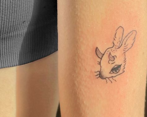 Scary Bunny Tattoo, Evil Bunny Tattoo, Devil Horns Tattoo, Evil Bunny, Tooth Tattoo, Bunny Tattoo, Rabbit Tattoo, Bunny Tattoos, Rabbit Tattoos