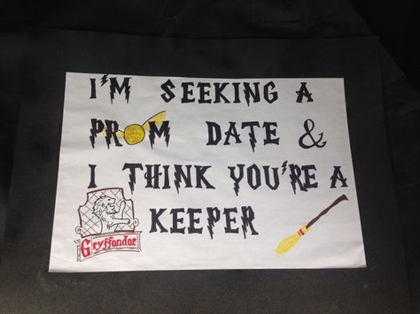 Harry Potter promposal Harry Potter Promposal, Harry Potter Proposal, Homecoming Poster Ideas, School Dance Ideas, Prom Posters, Cute Homecoming Proposals, Cute Prom Proposals, Asking To Prom, Homecoming Posters