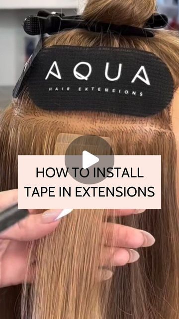 Aqua Hair Extensions on Instagram: "Talk about satisfying 👀 Follow along with AQUA Educator @thevalleymane to learn how to properly install Tape In Extensions, the fastest way to get long tresses in minutes!   #tapeinextensions #aquahairextensions #tapein #howto #hairstylist #hairextensionspecialist #haireducation #hairextensionsalon #hairextensioneducation #haireducator #tutorial #hairtutorial #hairextensions" Hairstyles Tape In Extensions, Highlights With Tape In Extensions, Install Tape In Hair Extensions, Tap In Hair Extensions, How To Tape In Hair Extensions, How To Apply Tape In Hair Extensions, How To Put In Tape In Hair Extensions, Aqua Hair Extensions, Tape In Placement Extensions