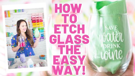 Learn How to Easily Etch Glass using Armour Etching Cream and a Cricut Vinyl Stencil Glass Etching Tutorial, Etched Glass Vinyl, Glass Etching Diy, Glass Etching Cream, Etching Diy, Glass Etching Projects, Etching Cream, Stencil Vinyl, Diy Cricut