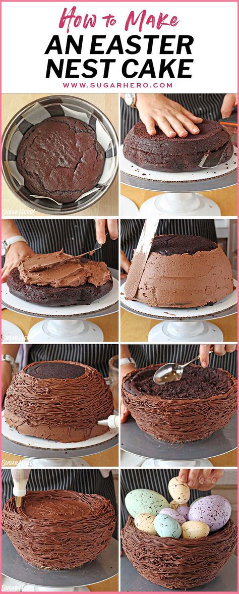 Easter Recipes Dessert, Easter Nest Cake, Nest Cake, Easter Candies, Dessert Easter, Easter Party Food, Cake Easter, Easy Easter Treats, Devil's Food Cake