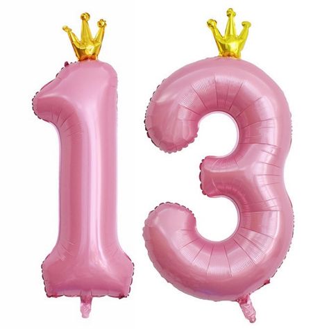 PRICES MAY VARY. Set includes: number 1 and number 3 balloons + 1 straw + 1 piece glue point.You can use glue dots to stick balloons anywhere for decoration. Size: The number balloon is about 40 inches, and the balloon with the crown is unique and beautiful, perfect for your party decoration. Material: The balloon is made of high-quality aluminum film nylon, which is not easy to burst and leak, bright color, safe and reliable. Easy to use: You can use a straw or pump to inflate a number balloon 13 Balloons, 13th Birthday Decorations, Anniversary Party Decor, 13 Number, Number 13, Number Balloons, 13th Birthday, Glue Dots, Anniversary Party