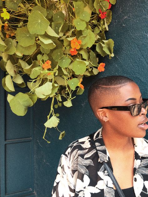 Girl Fade Haircut Black Women, Faded Haircut For Women, Women’s Fade Haircut, Shaved Head Designs Black Women, Bald Fade Women Black Short Hair, Brush Cut For Black Women, Bald Fade Women Black, Bald Baddie, Fade Haircut Women