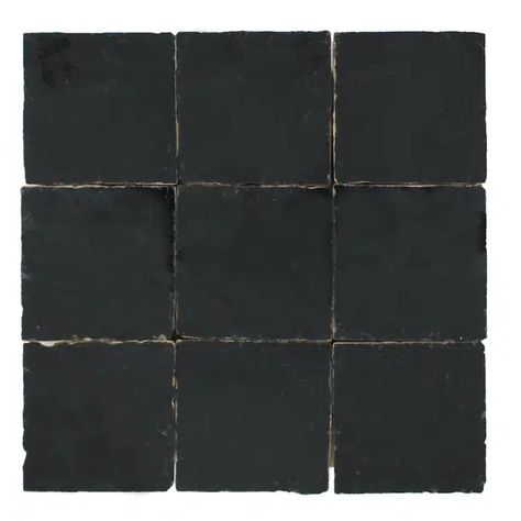 Tile Market Maroc 5"x5" Ceramic Zellige Look Wall Tile & Reviews | Wayfair Black Zellige Tile Backsplash, Matte Zellige Tile, Black Zellige Tile, Tile Moroccan, Villa Lagoon Tile, Moroccan Zellige, Bathroom Accent Wall, Bathroom Accents, Zellige Tile