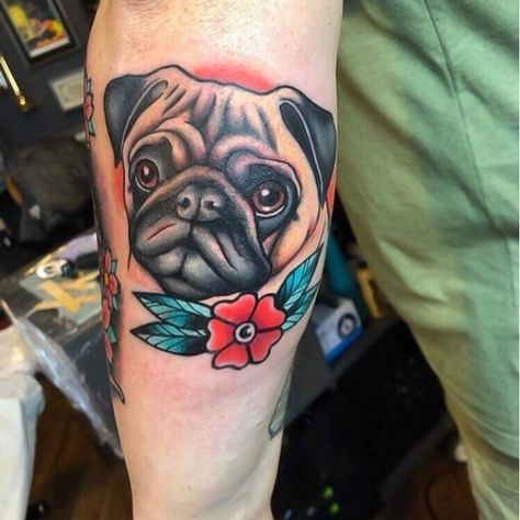 Benson the Pug 😍 @bensonpug18 submitted by @garystone1 artist @warbotattoo . www.luckypug.com . To get your pug tattoo featured tag #luckypugtattoos @luckypugtattoos Forarm Sleeve, Pug Tattoo, Traditional Style Tattoo, Traditional Tattoo Sleeve, Tattoo Traditional, Style Tattoo, Traditional Tattoo Flash, The Pug, School Tattoo