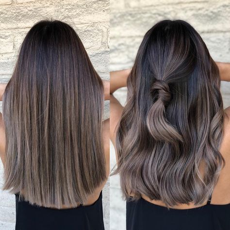 Los Angeles Hairstylist/color on Instagram: “Staight VS Knot  Cool or Warm 🧐🧐 Cut and color by @andrewlovescolor  Product @biolage milk rinse and color care shampoo  #ShadesEQ…” Cool Brown Hair, Hair Caramel, Ash Brown Hair Color, Rambut Brunette, Highlights Ideas, Brown Ombre Hair, Ash Hair Color, Hair Dark, Caramel Hair