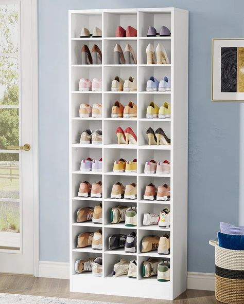 White Wooden Shoe Rack, White Shoe Rack, Wooden Shoe Rack, Wooden Shoe Storage, Shoe Organizer Entryway, Wood Shoe Rack, Shoe Rack Closet, Wooden Shoe Racks, Shoe Rack Entryway