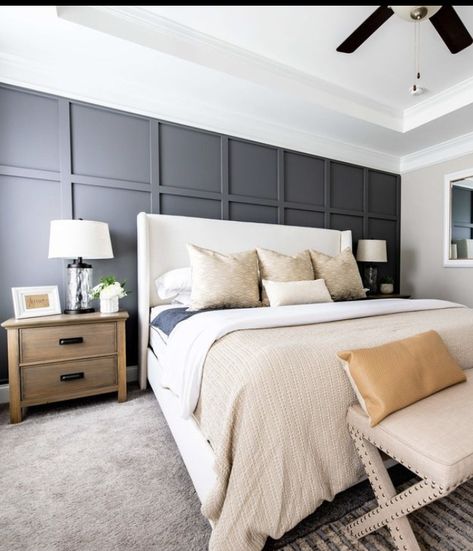 45 Best Bedroom Accent Walls on Pinterest - Nikki's Plate Bedroom Inspirations Master Accent Walls, Bedroom Accent Wall, Bedroom Inspirations Master, Grey Accent Wall, Accent Wall Ideas, Blue Accent Walls, Bedroom Murals, Best Bedroom, Bedroom Accent