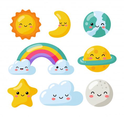 Descubre miles de vectores Premium disponibles en formato AI y EPS Kawaii Sun, Cute Planets, Kawaii Stars, Kawaii Moon, Kawaii Rainbow, Background Birthday, Background Baby, Idee Cricut, Images Kawaii