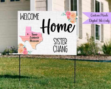 Excited to share this item from my #etsy shop: Digital Missionary Yard Sign ~ Welcome Home Elder or Sister ~ Missionary Banner ~ Returned with Honor Elder or Sister ~ Custom Digital File Welcome Home Sister, Missionary Homecoming Signs, Missionary Homecoming, Homecoming Signs, Yard Sale Signs, Welcome Back Home, Welcome Home Signs, Sister Missionary, Welcome Home Posters