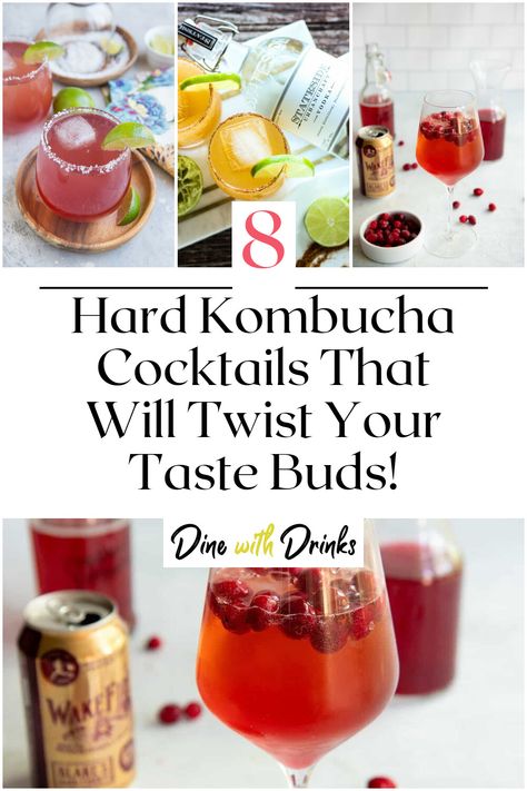 Collage of 4 hard kombucha cocktails. Hard Kombucha, Best Kombucha, Kombucha Cocktail, Bramble Cocktail, Kombucha Recipe, Healthy Cocktails, Delicious Cocktails, Christmas Drinks, Fermenting