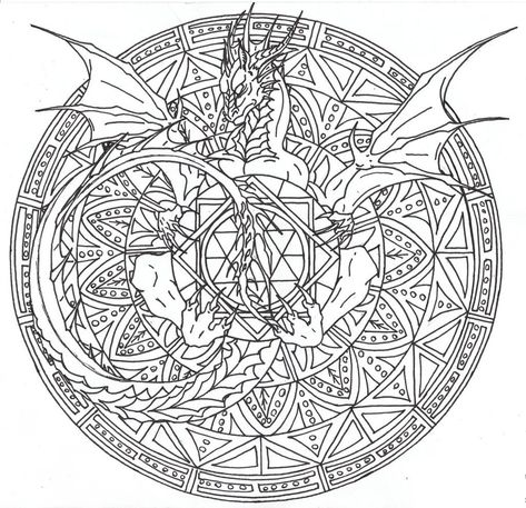 Dragon Mandala, Steampunk Coloring, Dragon Energy, Coloring Therapy, Dragon Coloring, Dragon Coloring Page, Dragon Sketch, Spring Coloring Pages, Mandalas Painting