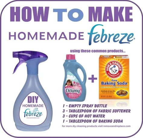 Diy Febreze, Homemade Febreze, Homemade Cleaners Recipes, Homemade Air Freshener, Homemade Cleaning Supplies, Fabric Freshener, Diy Cleaning Solution, Homemade Laundry, Homemade Cleaning Solutions