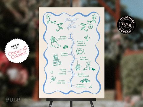 ORDER of EVENTS TEMPLATE Wedding Timeline Sign Handwritten and Hand Drawn Illustrated Icons Order... Wedding Timeline Sign, Drawn Icons, Order Of Events, Hand Drawn Wedding, Event Template, Hand Drawn Icons, Order Of The Day, Template Wedding, Wedding Timeline