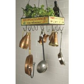 Hanging Tool Rack Quincaillerie Shabby Chic Kitchen Ideas, Chic Kitchen Ideas, Kitchen Candle, Cocina Shabby Chic, Hall Tables, Ceramic Rose, Shabby Chic Theme, Pot Rack Hanging, Pan Rack