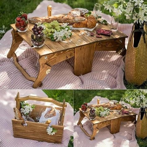 Amazon.com: MYELJO Wooden Outdoor Folding Picnic Basket Table, Folding Picnic Table with Wine Glass Holder, 2-in-1 Picnic Table Convertible Storage Wooden Basket, Natural Travel Camping Equipment : Patio, Lawn & Garden Folding Picnic Basket Table, Picnic Basket Table, Basket Table, Folding Picnic Table, Bread Slicer, Table Folding, Wooden Food, Wooden Pallet Furniture, Wine Table