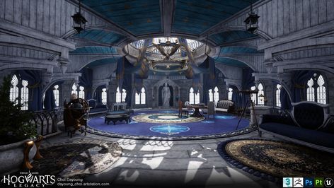 ArtStation - Hogwarts Legacy _ Day Hogwarts Common Rooms, Ravenclaw Room, Hogwarts Interior, Ravenclaw Common Room, Hogwarts Legacy, Harry Potter Gif, Common Room, Hogwarts Mystery, Hogwarts School