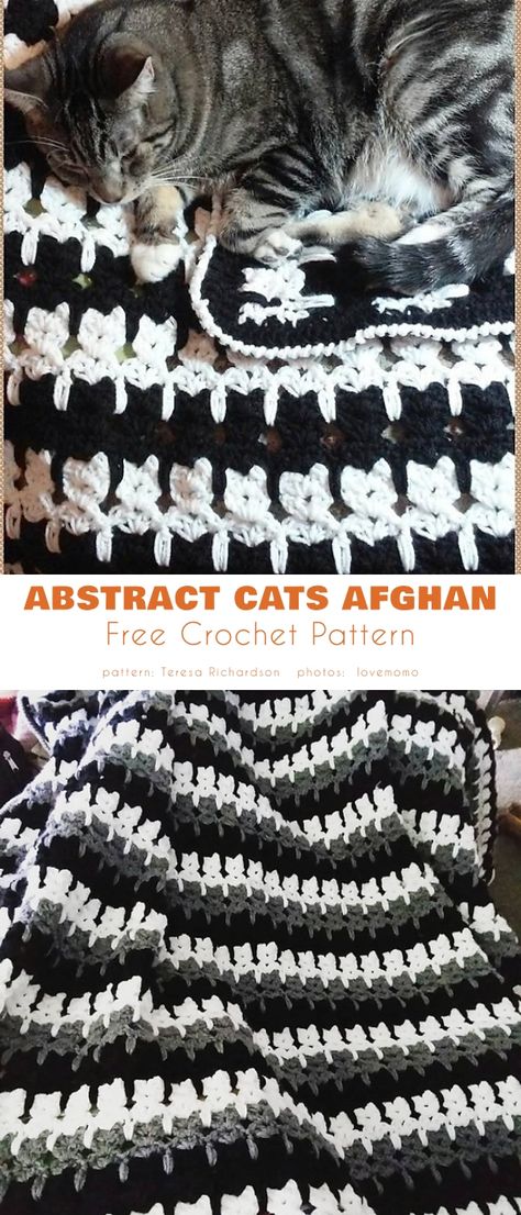 Black Cat White Cat Blanket Free Patterns | Your Crochet Cat Stitch, Gato Crochet, Kat Haken, Cat Motif, Crochet Cat Pattern, Cat White, Cat Blanket, Manta Crochet, Crochet Patterns Free Blanket