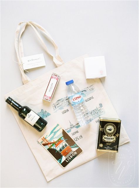 Portugal Destination Wedding | Goodie Bags | Photo by Love Is My Favorite Color Destination Wedding Gift Bags, Destination Wedding Bags, Gifts For Wedding Guests, Wedding Guest Gift Bag, Wedding Goodie Bags, Portuguese Wedding, Destination Wedding Gifts, Goodies Bag, Wedding Goodies