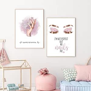 Bankrenart Pink Make Up Wall Art Nails Eyelash Fashion Wall Art Girl Room Decor Unframed Canvas Print Wall Decor for Bedroom Salon 12x16 inch Make Up Wall Art, Canvas Painting Quotes, Makeup Wall Art, Beauty Poster, Girls Room Wall Art, Beauty Posters, Poster Girl, Bedroom Deco, Wall Decor For Bedroom