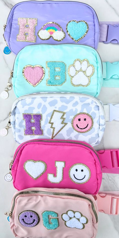 Personalized Belt Bag Girl Birthday Gift Custom Fanny Pack Gift for Girl Toddler Purse Christmas Present Tween Customized Letter Patch Bag - Etsy Iron On Patches Ideas Bags, Rollerskating Party, Birthday Sleepover Ideas, Patch Bag, Toddler Purse, Preppy Things, Chenille Patches, Diy Birthday Gifts For Friends, Stoney Clover