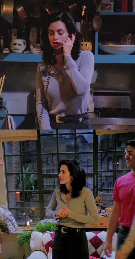 Monica Friends Season 1, 90s Outfit Monica Geller, Monica Geller 90s Outfits, Monica Season 1 Outfits, Monica Geller Winter Outfits, Friends Monica Outfits Season 1, Monica's Outfits Friends, Friends Outfits Season 1, Friends Inspired Outfits Monica