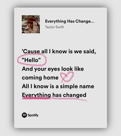 Everything Has Changed Taylor Swift Lyrics, Change Taylor Swift Lyrics, Everything Has Changed Lyrics, Mine Taylor Swift Lyrics, Taylor Swift Romantic Lyrics, Taylor Swift Everything Has Changed, Everything Has Changed Taylor Swift, Taylor Swift Red Lyrics, Red Taylor Swift