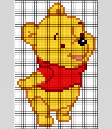 Disney Tapestry, Winnie Poo, Baby Labels, Graph Paper Drawings, Pretty Crochet, Baby Cross Stitch Patterns, Baby Quilt Patterns, Pixel Crochet, Pixel Art Grid