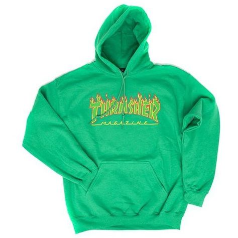 Thrasher Flame Logo Rasta Hoodie - Irish Green at Uprise ❤ liked on Polyvore featuring tops, hoodies, sweaters, logo top, green hoodie, sweatshirt hoodies, hooded pullover and green top Rasta Hoodie, Hoodies Green, Thrasher Flame, Green Hoodies, Flame Logo, Accessories Logo, Logo Hoodies, Hoodie Logo, Green Hoodie