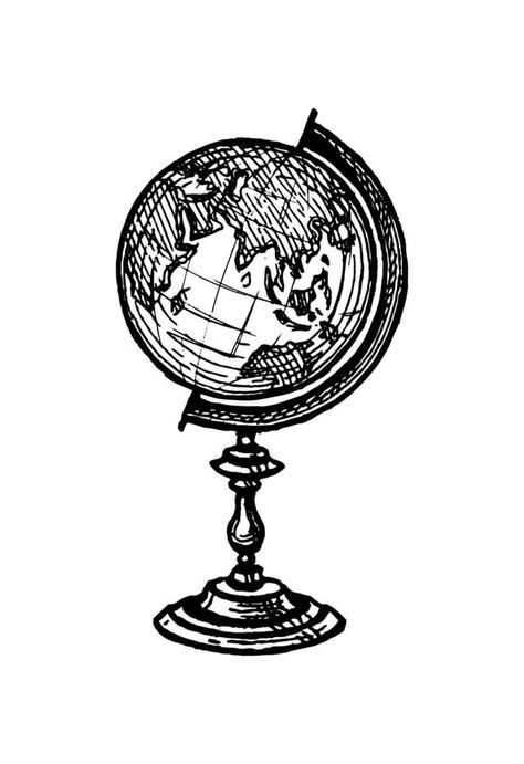 Globe. Vintage object. Ink sketch isolated on white background. Hand drawn vector illustration. Retro style. Globe Tattoos, Vintage Tattoo Art, Vintage Style Tattoos, Woodcut Tattoo, Globe Vintage, History Tattoos, Globe Art, Object Drawing, Hand Drawn Vector Illustrations