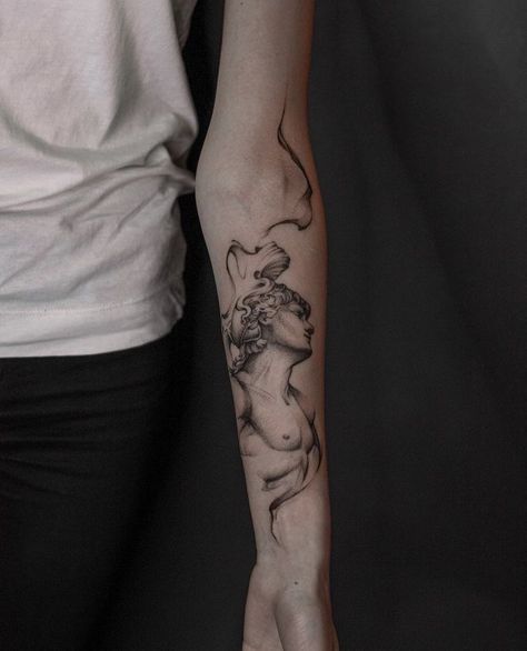 Greek Aesthetic Tattoo, Tattoo Ideas Sunflower, Tattoos Clock, First Tattoo Ideas For Women, Tattoo Ideas Foot, Classical Art Tattoo, Philosophy Tattoos, Sculpture Tattoo, Tattoo Ideas For Moms