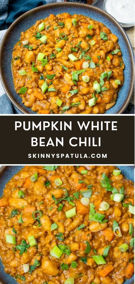 White Pumpkin Chili Recipe, White Bean Chili Crockpot, Pumpkin White Bean Chili, White Bean Chilli, White Bean Chili Vegetarian, Pumpkin Crockpot, Pumpkin Chili Recipe, White Bean Chili, White Chili