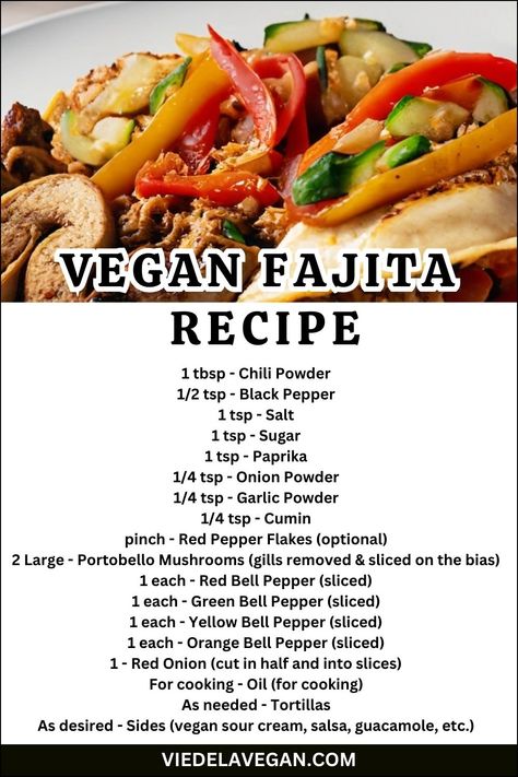 Classic Vegan Fajita Recipe Fajitas Vegetarian, Vegan Fajita, Comfort Pasta Dishes, Vegan Fajitas, Vegan Mexican Recipes, Vegan Sour Cream, Fajita Seasoning, Fajita Recipe, Vegan Mexican