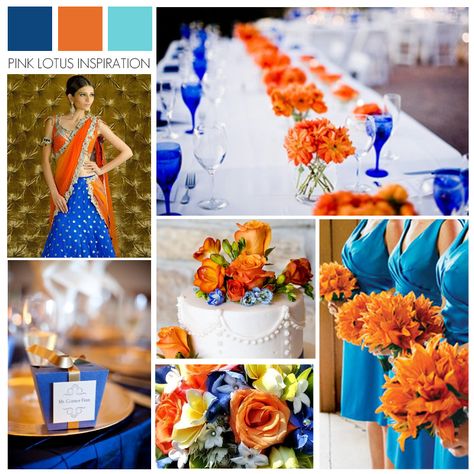 orange and blue | ... INSPIRATION: ROYAL BLUE, ORANGE, AND SKY BLUE | PINK LOTUS EVENTS Royal Blue And Orange Wedding, Orange And Blue Wedding, Orange Wedding Centerpieces, Blue And Orange Wedding, Fall Wedding Colors October, Blue Orange Weddings, Royal Blue And Orange, Orange Wedding Decorations, Sky Blue Weddings