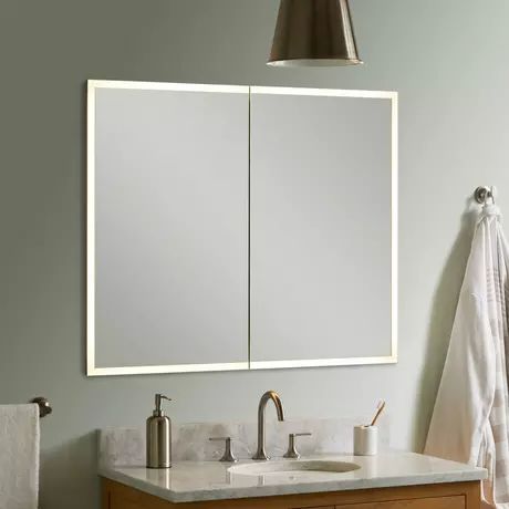 39" Tiverton Lighted Medicine Cabinet with Tunable LED, Recessed Medicine Cabinet Mirror, Aluminum Cabinet, Vanity Space, Clawfoot Tub Shower, Composite Sinks, Cabinet Mirror, Mirrored Doors, Wall Mount Sinks, Japanese Soaking Tubs